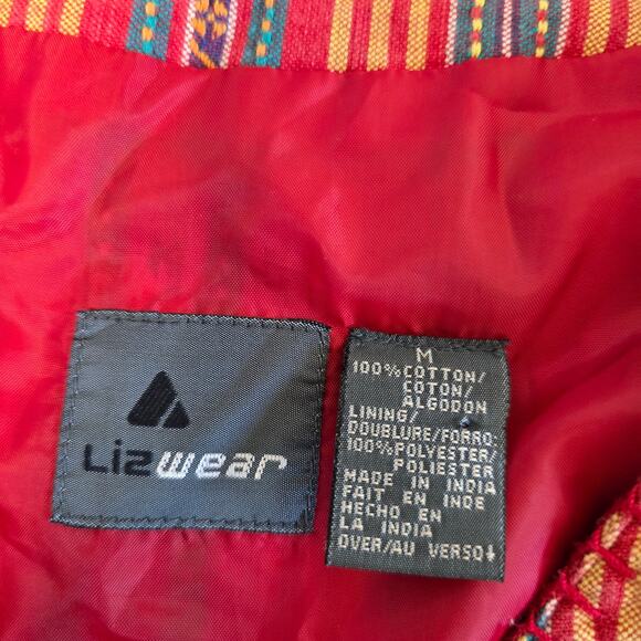 Vintage Lizwear Womens Southwestern Striped Vest Red Size M Pearl Button Boho - Picture 4 of 6